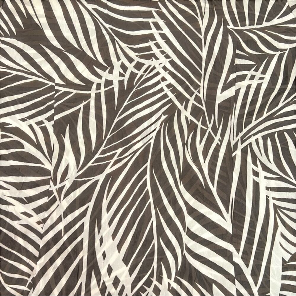 90s TANJAY Sheer Palm Print Button-Up Shirt | 6 | Brown White  | Retro Resort - Picture 9 of 10